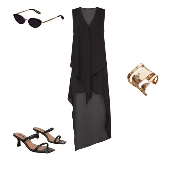 BCBGMAXAZRIA TARA CASCADE RUFFLE DRESS - Picture 15 of 15